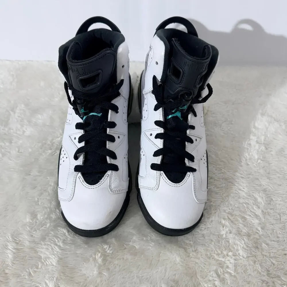 Nike Air Jordan 6 Retro White Black Teal Youth 7Y UK6 Sneakers Excellent